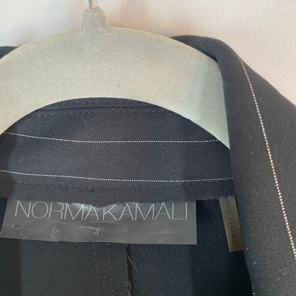 Norma Kamali Pinstripe Blazer Women $ Black Stretch Tailored Workwear Jacket - Picture 2 of 13